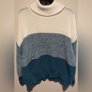White and Blue Knit Sweater